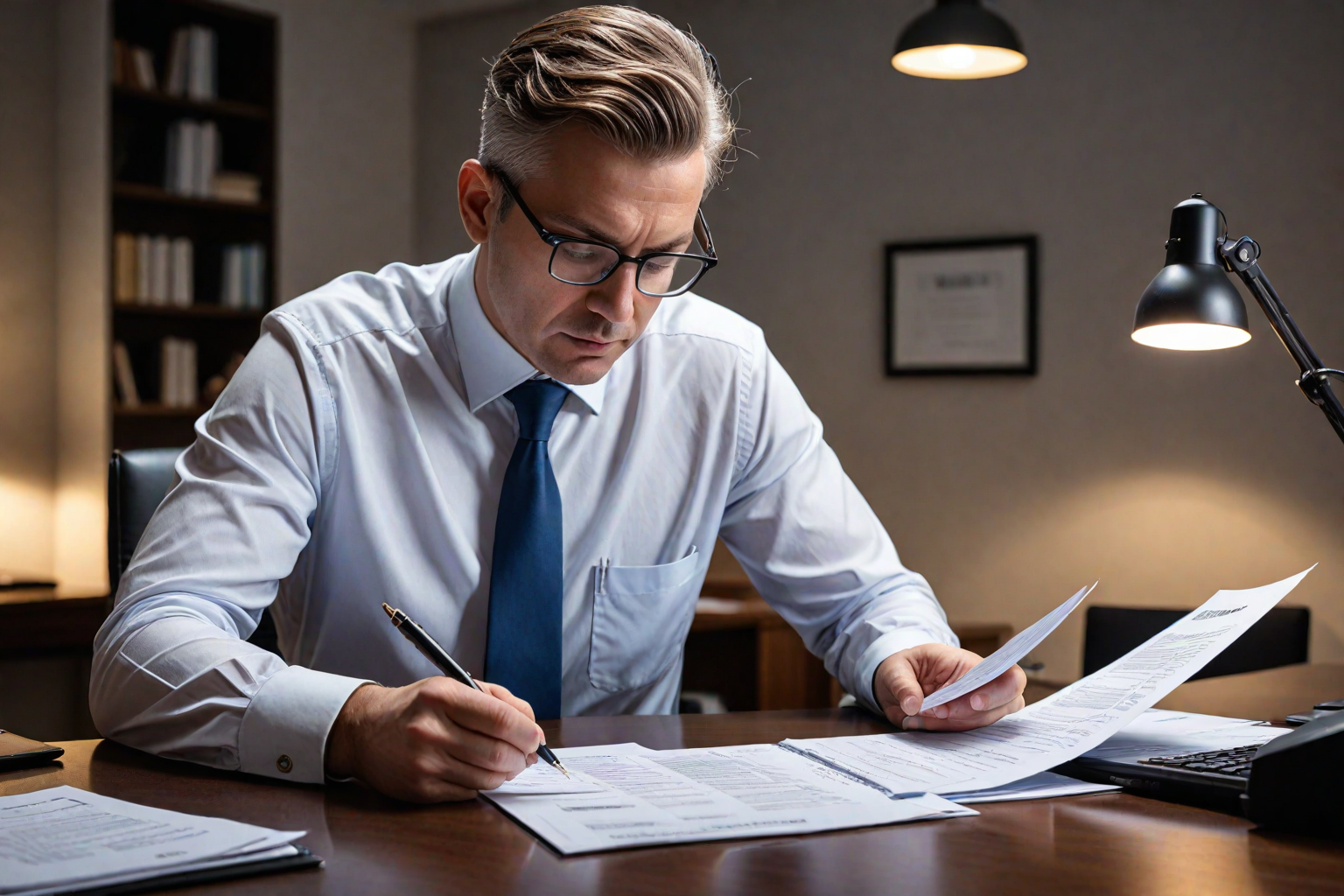 Man checking documents